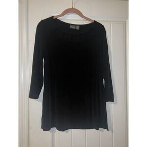 Chico’s travelers black acetate blouse neck cutout packable lightweight chicos 0